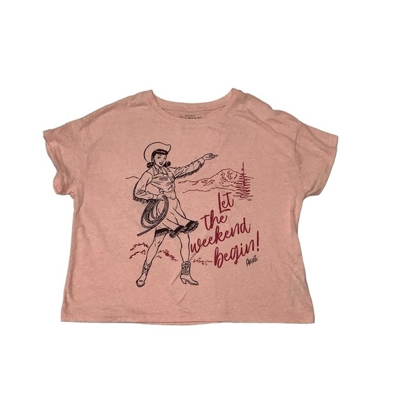 Ariat Oversized Fit Cropped Tee Sz Medium Pink Western Cowgirl - Picture 4 of 8